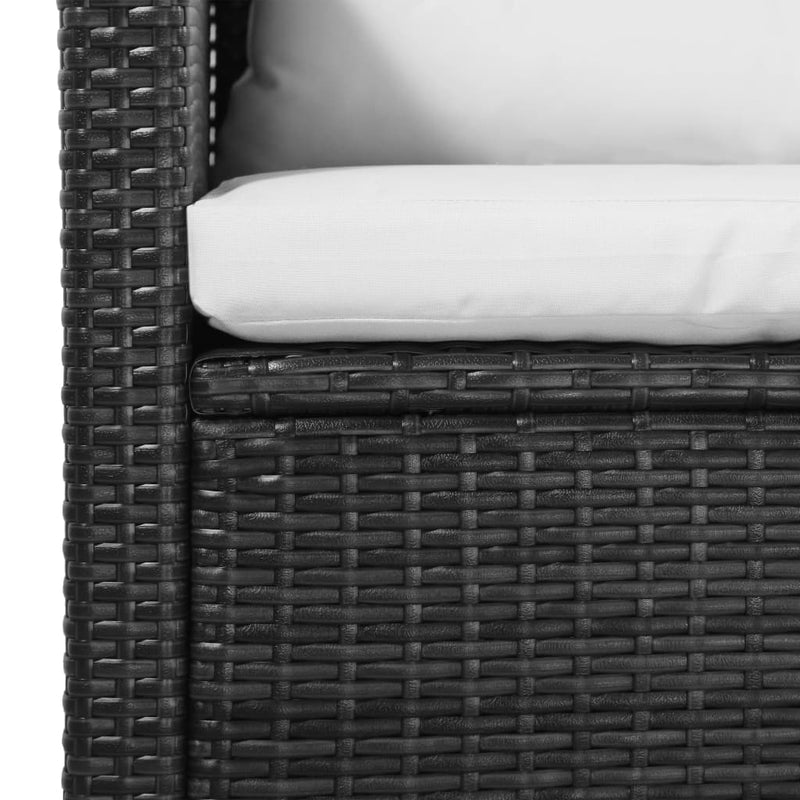 5 Piece Garden Lounge Set with Cushions Poly Rattan Black