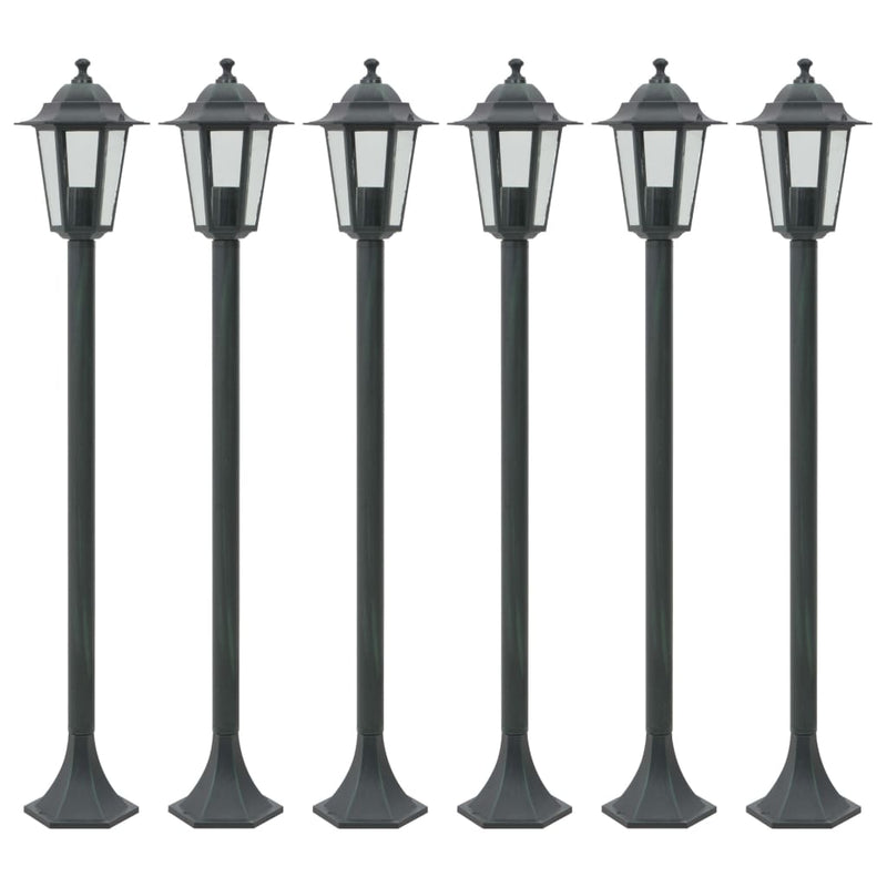 Garden Post Lights 6 pcs E27 110 cm Aluminium Dark Green