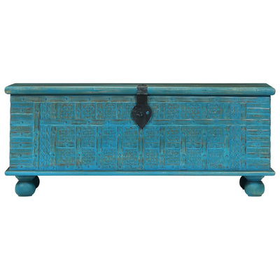 Storage Chest Solid Mango Wood Blue 100x40x41 cm