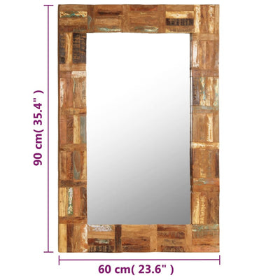 Wall Mirror Solid Reclaimed Wood 60x90 cm