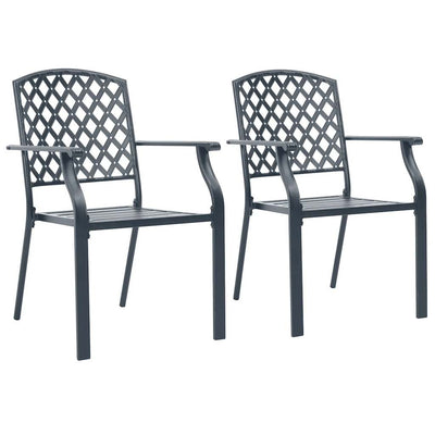 Stackable Outdoor Chairs 2 pcs Steel Anthracite