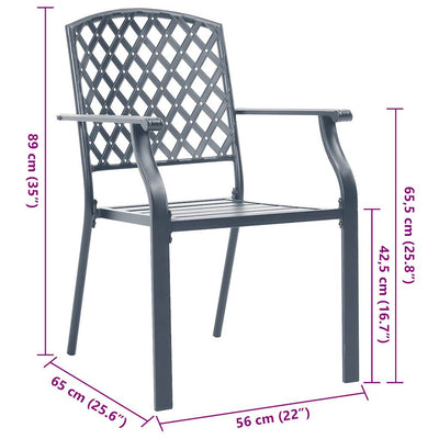 Stackable Outdoor Chairs 2 pcs Steel Anthracite