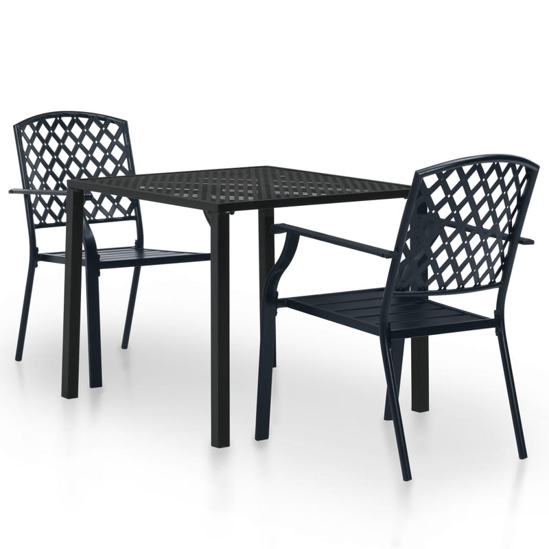 3 Piece Bistro Set Steel Black