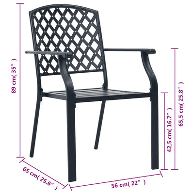 3 Piece Bistro Set Steel Black