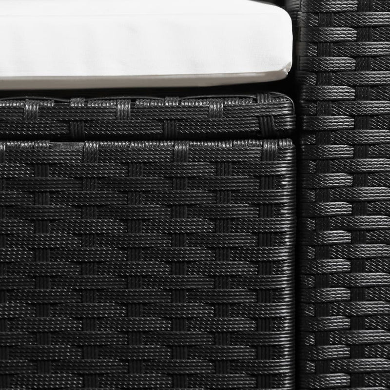 3 Piece Garden Lounge Set Poly Rattan Black and White