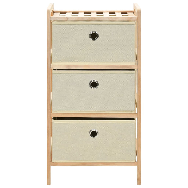 Storage Rack with 3 Fabric Baskets Cedar Wood Beige