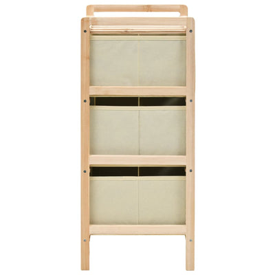 Storage Rack with 3 Fabric Baskets Cedar Wood Beige