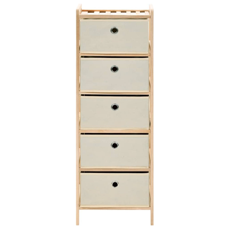 Storage Rack with 5 Fabric Baskets Cedar Wood Beige