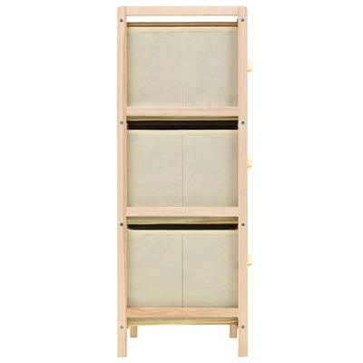 Storage Rack with 6 Fabric Baskets Cedar Wood Beige