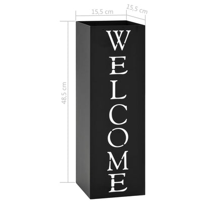 Umbrella Stand Welcome Steel Black