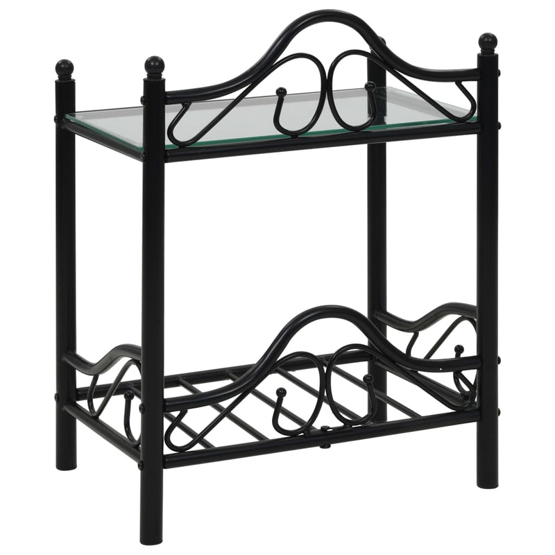 Bedside Table Steel and Tempered Glass 45x30.5x60 cm Black