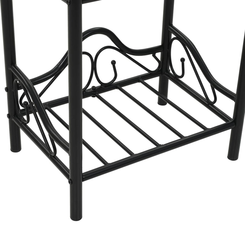 Bedside Table Steel and Tempered Glass 45x30.5x60 cm Black