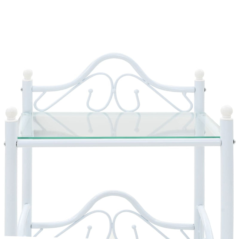 Bedside Table Steel and Tempered Glass 45x30.5x60 cm White