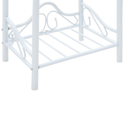 Bedside Table Steel and Tempered Glass 45x30.5x60 cm White