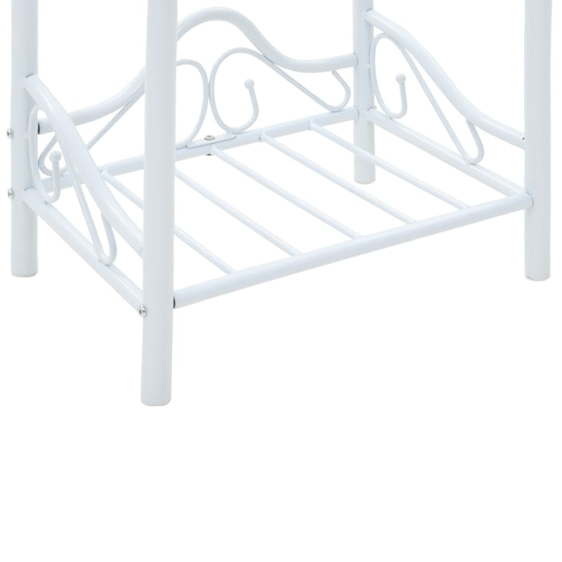 Bedside Table Steel and Tempered Glass 45x30.5x60 cm White