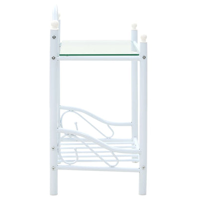 Bedside Tables 2 pcs Steel and Tempered Glass 45x30.5x60 cm White