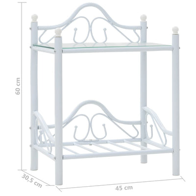 Bedside Tables 2 pcs Steel and Tempered Glass 45x30.5x60 cm White