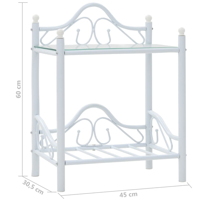 Bedside Tables 2 pcs Steel and Tempered Glass 45x30.5x60 cm White