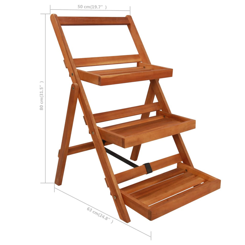 3-Tier Plant Stand 50x63x80 cm Solid Acacia Wood