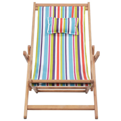 Folding Beach Chair Fabric and Wooden Frame Multicolour