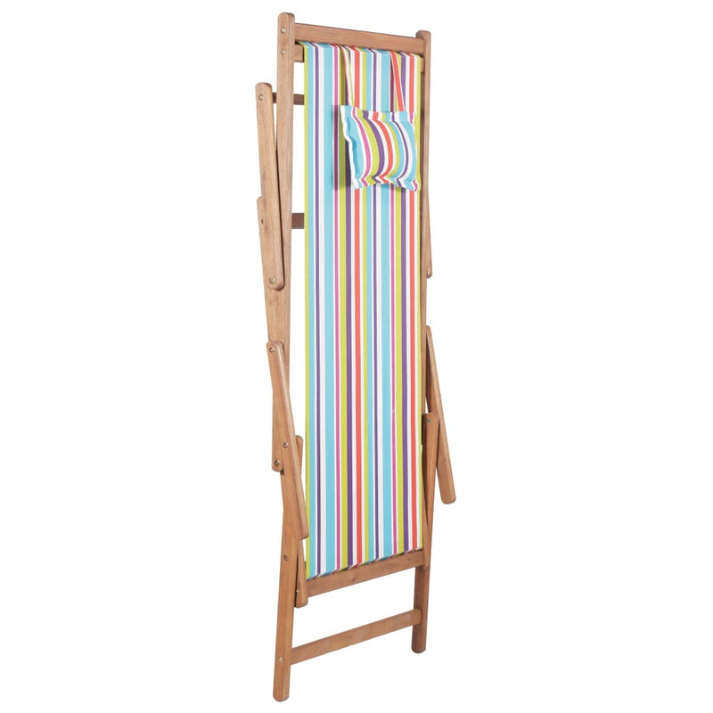 Folding Beach Chair Fabric and Wooden Frame Multicolour