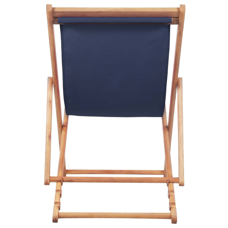 Folding Beach Chair Fabric and Wooden Frame Blue