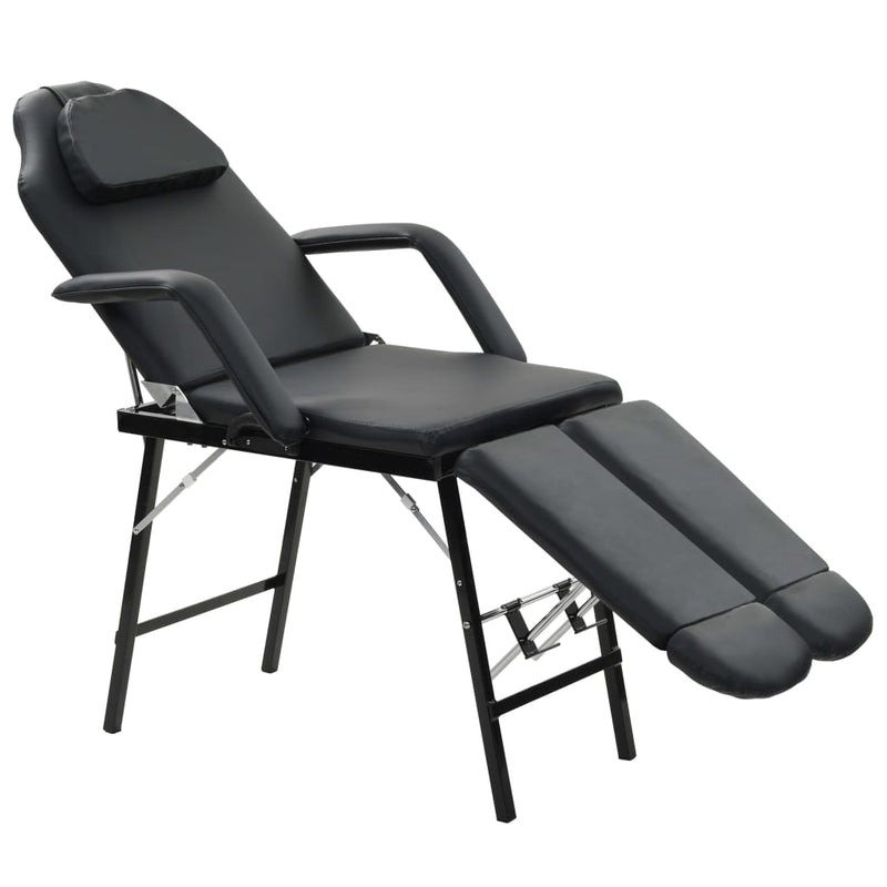 Portable Facial Treatment Chair Faux Leather 185x78x76 cm Black