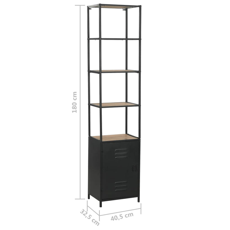 Bookcase Solid Firwood and Steel 40.5x32.5x180 cm