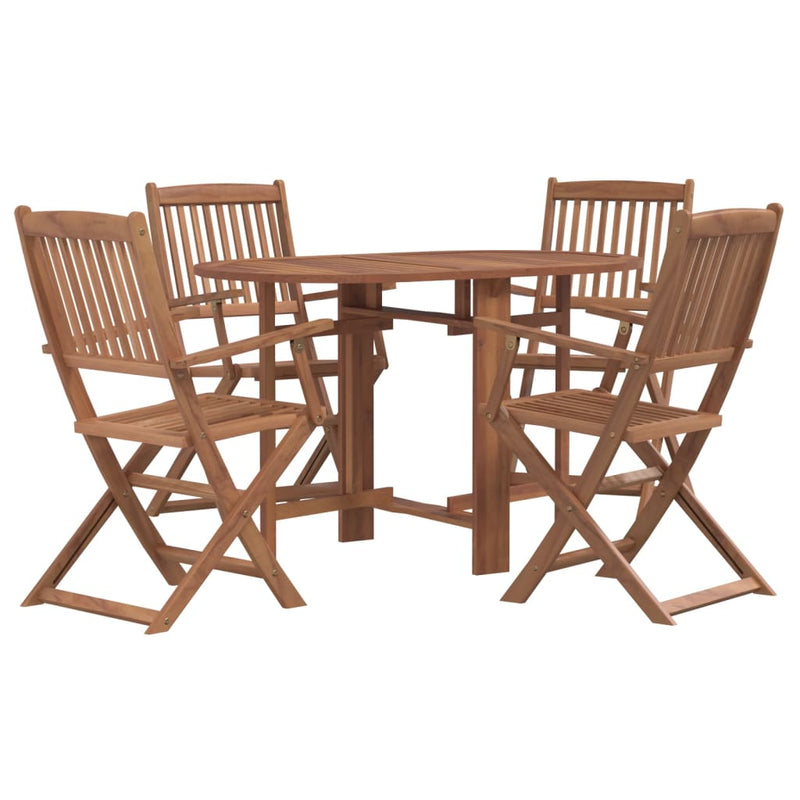 5 Piece Folding Outdoor Dining Set Solid Acacia Wood