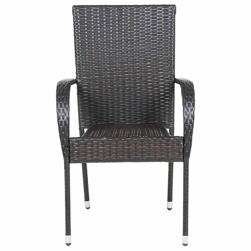 Stackable Outdoor Chairs 2 pcs Poly Rattan Brown