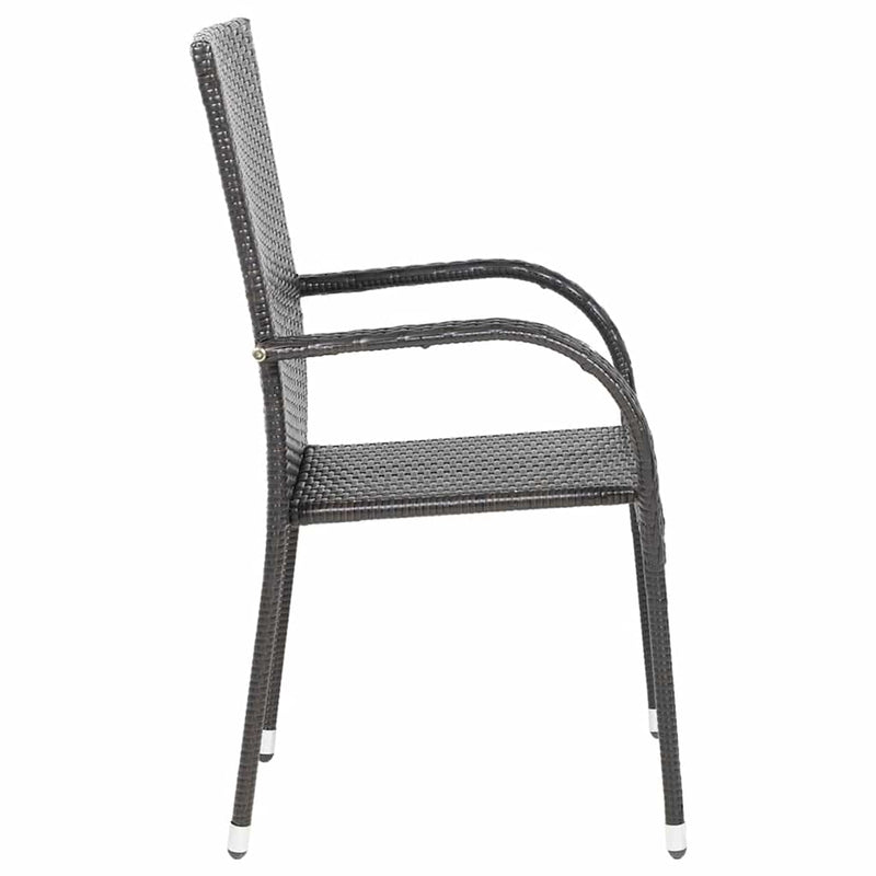 Stackable Outdoor Chairs 2 pcs Poly Rattan Brown