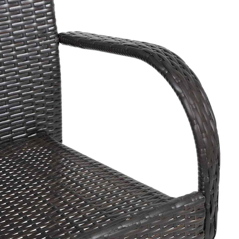 Stackable Outdoor Chairs 2 pcs Poly Rattan Brown