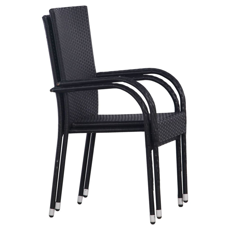 Stackable Outdoor Chairs 2 pcs Poly Rattan Black