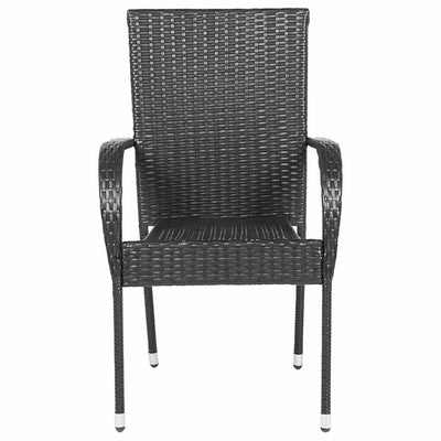 Stackable Outdoor Chairs 2 pcs Poly Rattan Black