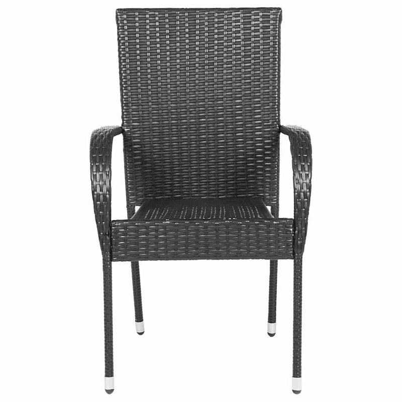 Stackable Outdoor Chairs 2 pcs Poly Rattan Black