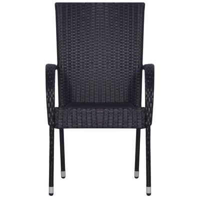 Stackable Outdoor Chairs 2 pcs Poly Rattan Black