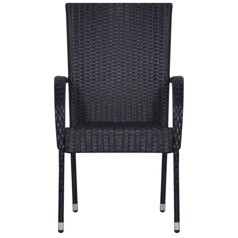 Stackable Outdoor Chairs 2 pcs Poly Rattan Black