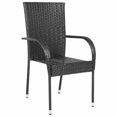 Stackable Outdoor Chairs 2 pcs Poly Rattan Black