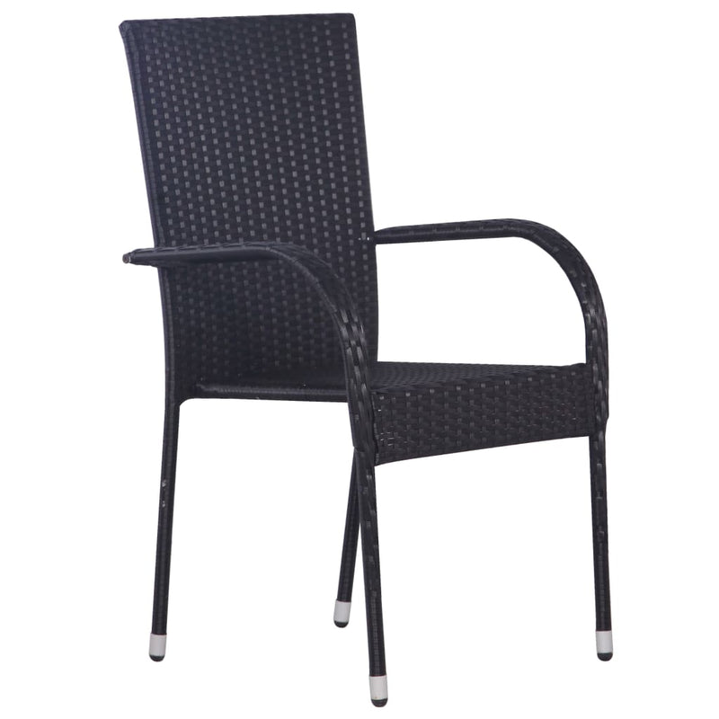 Stackable Outdoor Chairs 2 pcs Poly Rattan Black