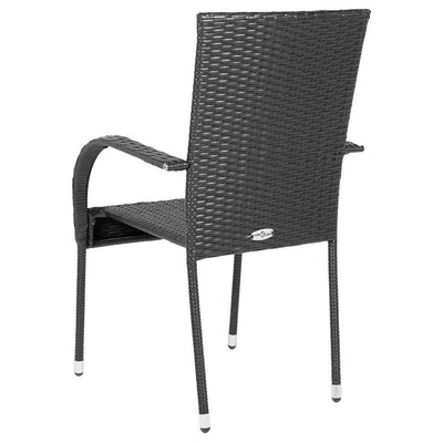 Stackable Outdoor Chairs 2 pcs Poly Rattan Black