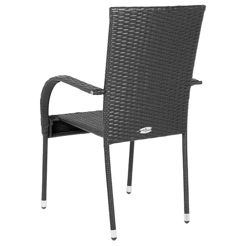 Stackable Outdoor Chairs 2 pcs Poly Rattan Black