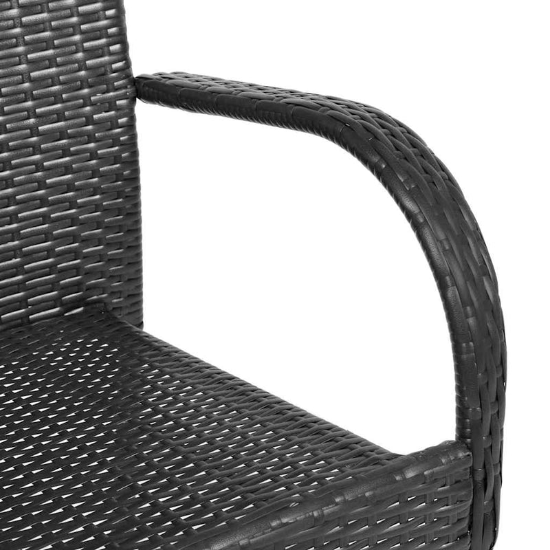 Stackable Outdoor Chairs 2 pcs Poly Rattan Black