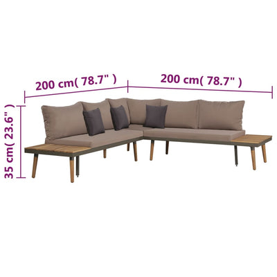 4 Piece Garden Lounge Set with Cushions Solid Acacia Wood Brown