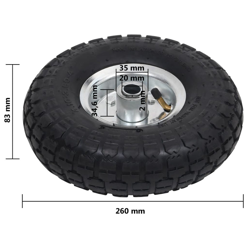 Sack Truck Wheels 2 pcs Rubber 4.10/3.50-4