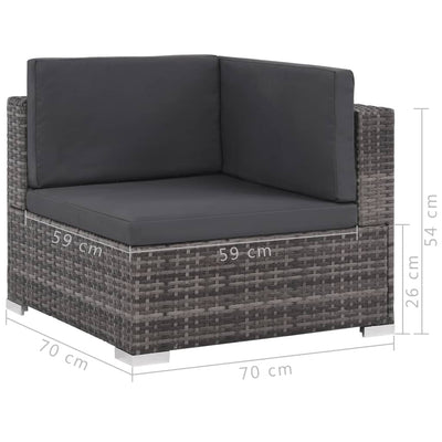 8 Piece Garden Lounge Set with Cushions Poly Rattan Grey