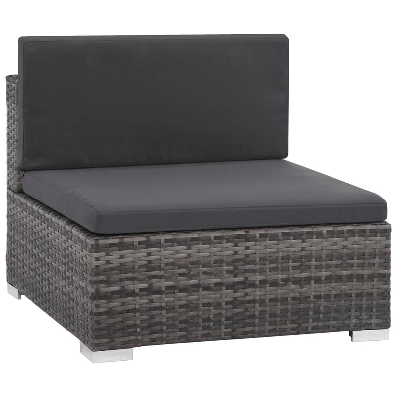 8 Piece Garden Lounge Set with Cushions Poly Rattan Grey