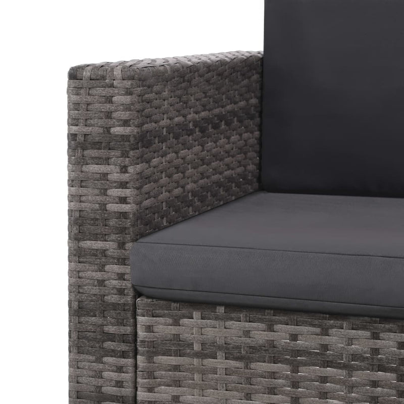 2 Piece Garden Lounge Set with Cushions Poly Rattan Grey