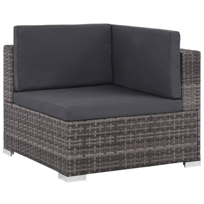 6 Piece Garden Lounge Set with Cushions Poly Rattan Grey