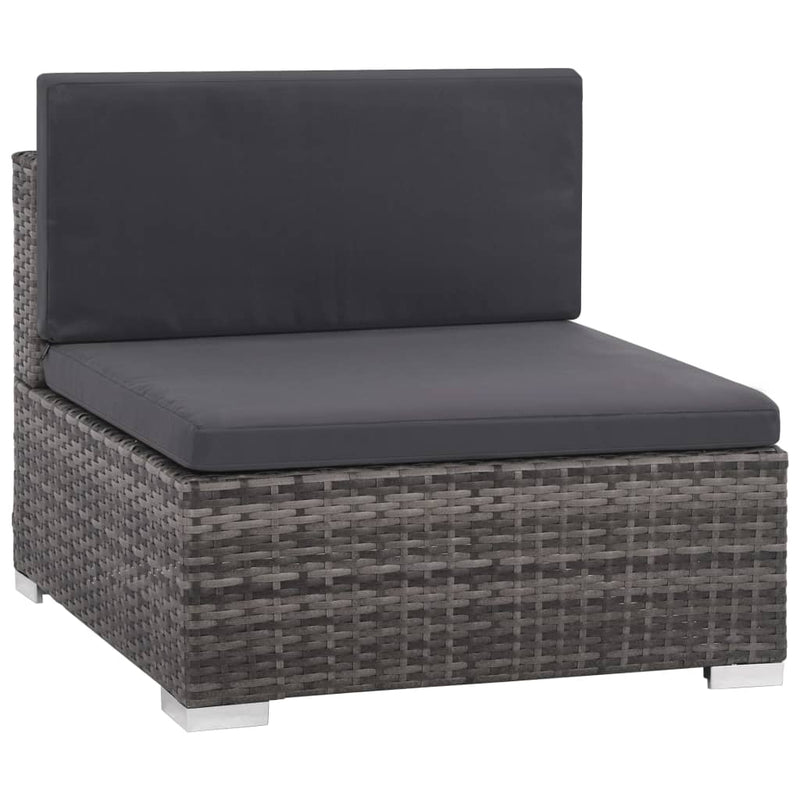 6 Piece Garden Lounge Set with Cushions Poly Rattan Grey