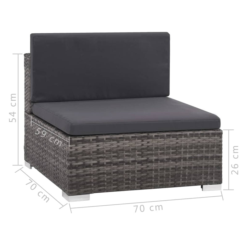 6 Piece Garden Lounge Set with Cushions Poly Rattan Grey